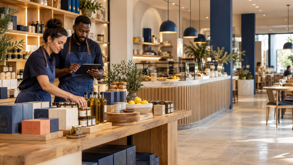 A premium consumer brand environment with a retail team