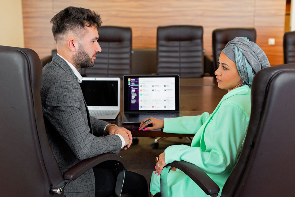A team reviewing a growth plan together in a bright office